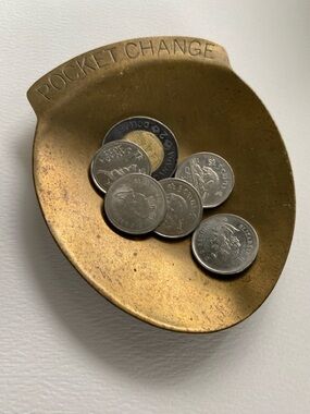 Pocket change  Brass Pocket Catcher Dish - Gold Tone